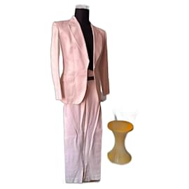 Yves Saint Laurent-Yves Saint Laurent - white suit jacket and pants ensemble-White