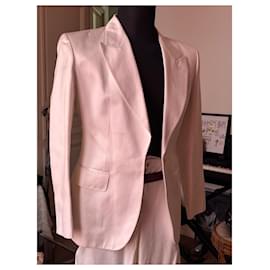 Yves Saint Laurent-Yves Saint Laurent - white suit jacket and pants ensemble-White