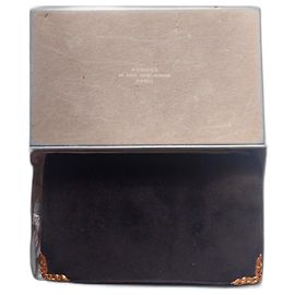 Hermès Paris - pochette en daim vintage Noir Marron foncé