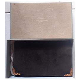 Hermès-Hermès Paris - vintage suede pouch-Black,Dark brown