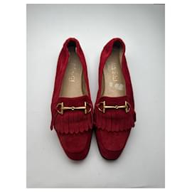 Gucci-GUCCI Flats T.EU 38 Suede-Red