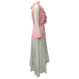 Autre Marque-Saloni Pink / White Floral Rita Dress-Pink