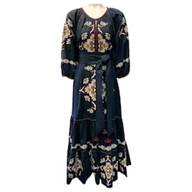 Autre Marque-Figue Midnight Navy Embroidered Johanna Dress-Navy blue