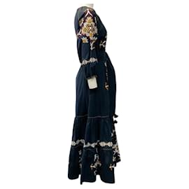Autre Marque-Figue Midnight Navy Embroidered Johanna Dress-Navy blue