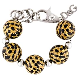 Bracciale DOLCE & GABBANA acciaio con grandi boule in fantasia animalier Cammello