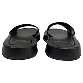 Burberry- Burberry Embroidered Logo Slide Flats in Black Polyamide-Black