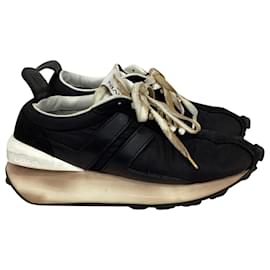 Lanvin- Lanvin Bumper Distressed Sneakers in Black Nylon-Black