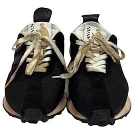 Lanvin- Lanvin Bumper Distressed Sneakers in Black Nylon-Black
