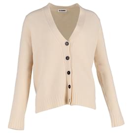 Jil Sander- Jil Sander Buttoned Cardigan in Cream Wool-White,Cream