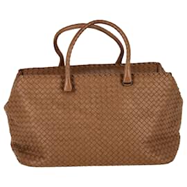 Bottega Veneta-Bottega Veneta Intrecciato Brick Satchel in Brown Leather-Brown