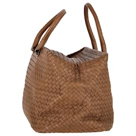 Bottega Veneta-Bottega Veneta Intrecciato Brick Satchel in Brown Leather-Brown