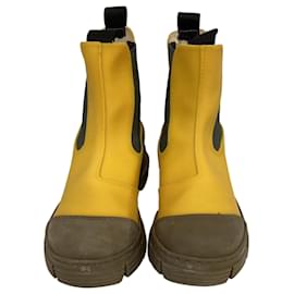 Ganni- Ganni Chelsea rain Boots in Yellow Rubber-Yellow,Camel