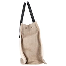 Saint Laurent-Saint Laurent Natural Rive Gauche Tote Bag in White Linen-White,Cream