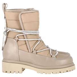 Roger Vivier-Roger Vivier Embellished Shell Ankle Boots in Beige Leather-Beige