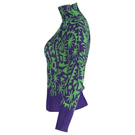 Issey Miyake- Issey Miyake Print Pleated Turtleneck Top in Multicolor Polyester-Multiple colors