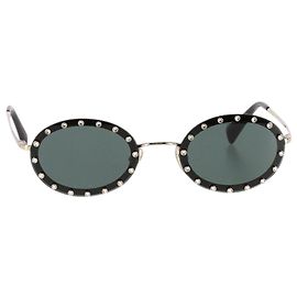 Valentino Garavani Gafas de sol ovaladas Valentino Crystal Rockstud en metal negro Negro