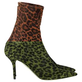 Aquazzura- Aquazzura Saint Honore Printed Ankle Boots in Brown Suede-Brown