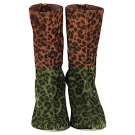 Aquazzura- Aquazzura Saint Honore Printed Ankle Boots in Brown Suede-Brown
