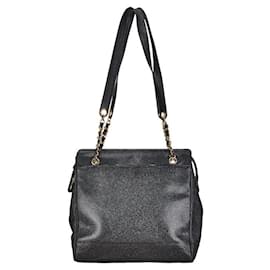Chanel-Chanel Triple Coco Mark Caviar Skin Tote Bag-Black