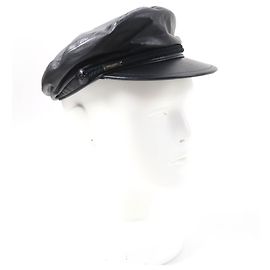 Yves Saint Laurent Boné Saint Laurent em couro de ovelha e algodão Preto