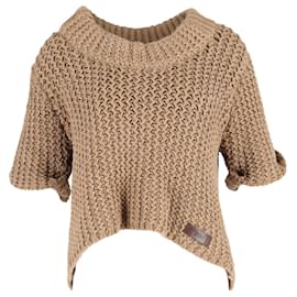 Burberry- Burberry Brit Logo Patch Knitted Top in Brown Wool-Brown,Red