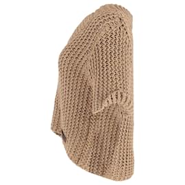 Burberry- Burberry Brit Logo Patch Knitted Top in Brown Wool-Brown,Red