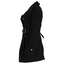 Burberry-Burberry Brit Belted Peacoat in Black Wool-Black