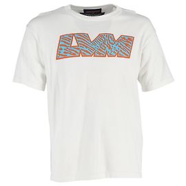 Camiseta de gola redonda em algodão branco com logo da Louis Vuitton impresso Outro