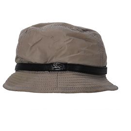 Burberry Leather Trim Bucket Hat in Beige Polyamide Beige