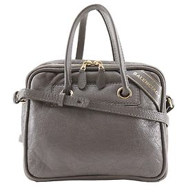 Bolsa 2 em 1 em couro S quadrada Balenciaga Cinza