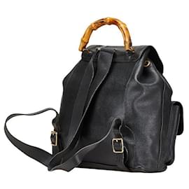Gucci-Gucci Bamboo Leather Backpack-Black