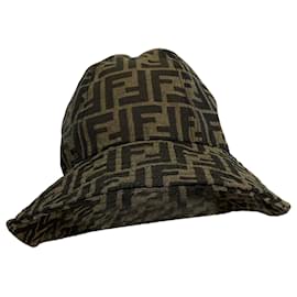 Fendi- Fendi Zucca Bucket Hat in Brown Polyester-Other,Python print