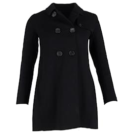 Max Mara- Max Mara Double-Breasted Peacoat in Black Wool-Black