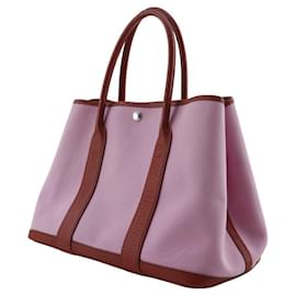 Hermès-Hermes Garden Party PM Toile Officier Tote Bag-Pink