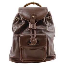 Gucci-Gucci Bamboo Handle Leather 2way Backpack-Brown