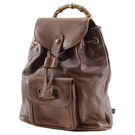 Gucci-Gucci Bamboo Handle Leather 2way Backpack-Brown