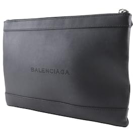 Balenciaga-Balenciaga Punching Logo Calf Clutch Bag-Black