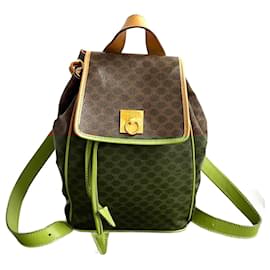 Céline-Celine Macadam Blazon Triomphe Leather Backpack-Brown