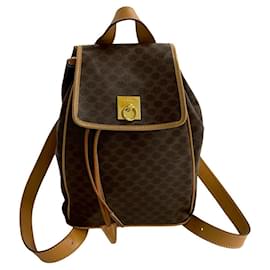 Céline-Celine Macadam Blazon Triomphe Leather Backpack-Brown