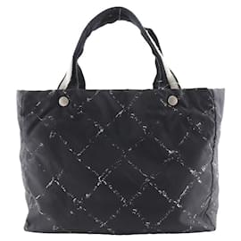 Chanel-Chanel Travel Line Tote Nylon Canvas Tote Bag-Black