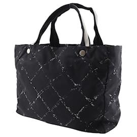 Chanel-Chanel Travel Line Tote Nylon Canvas Tote Bag-Black