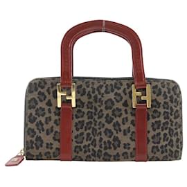 Fendi-Fendi Wallet Bag Nylon Canvas Handbag-Brown