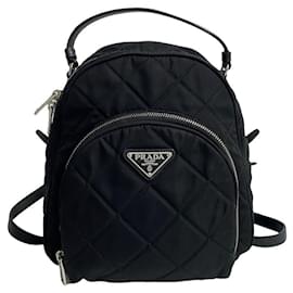 Prada-Prada Triangle Logo Nylon Saffiano Leather Mini Backpack-Black