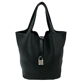 Hermès-Hermes Picotin Lock Taurillon Clemence Leather Handbag-Black