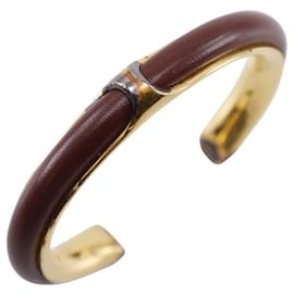 Hermès-Hermes Vintage Leather Bangle-Metallic,Bronze