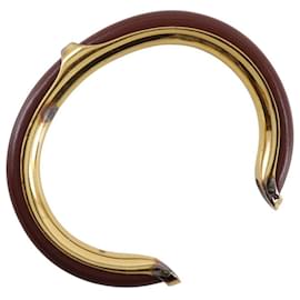 Hermès-Hermes Vintage Leather Bangle-Metallic,Bronze
