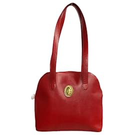 Christian Dior-Christian Dior CD Logo Leather Shoulder Bag-Red