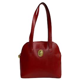 Christian Dior-Christian Dior CD Logo Leather Shoulder Bag-Red