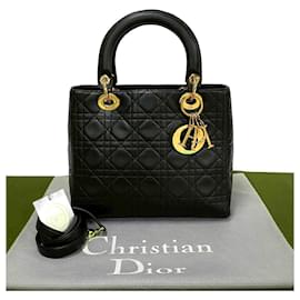 Christian Dior-Christian Dior Lady Dior Leather 2way Bag-Black