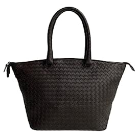 Bottega Veneta-Bottega Veneta Intrecciato Leather Handbag-Metallic,Bronze
